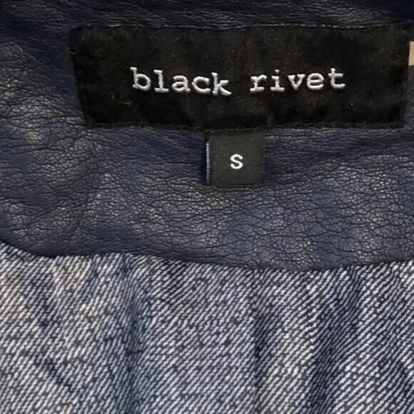 NWT WILSON'S LEATHER x BLACK RIVET Vegan Leather Moto Jacket Navy S MSRP $180 - Picture 6 of 9